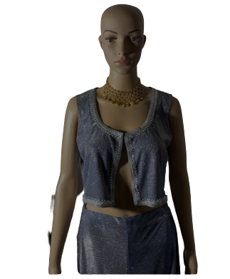 Peek-a-Boo Sharara with vest style top set